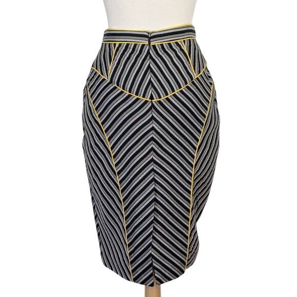 Bensoni 4 Striped Color Block Pencil Skirt Y2K Futuristic VTG Cyberpunk Cosplay - Picture 6 of 12